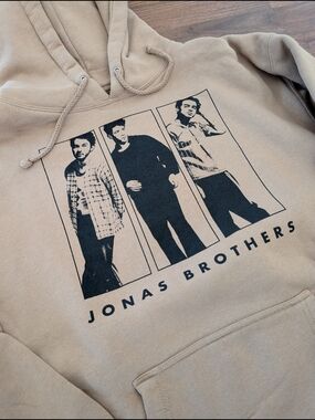 Beige Graphic Hoodie - Band Logo Pullover
